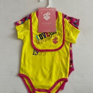 Rocawear 2 piece bodysuits with bib, size 3-6 months